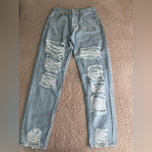 SHEIN High Waisted Distressed Jeans